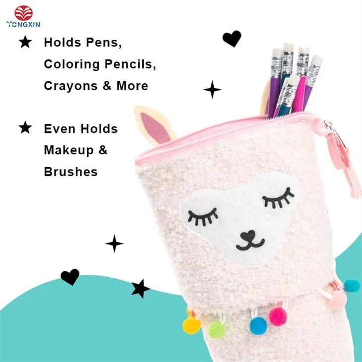 Standing Fuzzy Llama Cute Pencil Case